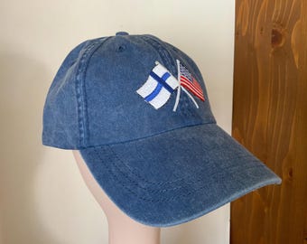 Cap With Finland/USA flag - Denim
