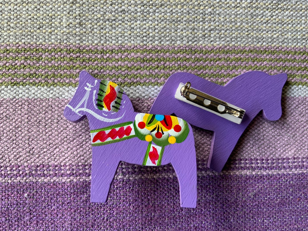Handpainted Dalahorse Pin Lilac Etsy