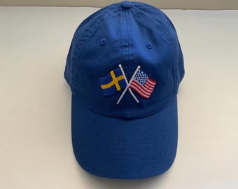 Cap With Swedish And USA Flag - Royal