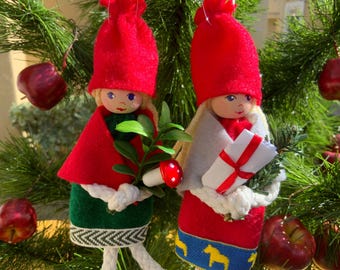 Tomte-Girl con un hongo o un regalo