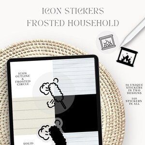 Icon Stickers - HOUSEHOLD Collection - Frosted - DJco (digital stickers simple icons minimal functional calendar planner ipad stickers)