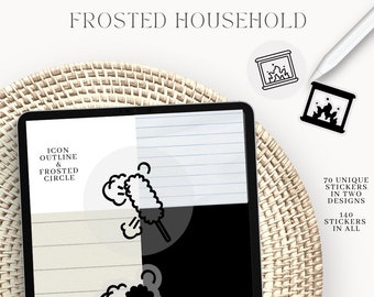 Icon Stickers - HOUSEHOLD Collection - Frosted - DJco (digital stickers simple icons minimal functional calendar planner ipad stickers)