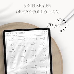 May include: A digital planner page with black and white circular calendar stickers for Goodnotes. The stickers feature various activities and events, such as "inbox", "workshop", "ceremony", "online", "task list", "conference", "coffee", "work", "project", "interview", "break", "business", "book", "webinar", "tea", "meeting", "book", "video call", "work", "pay day", "email", "luncheon", "message", "business", "message", "seminar", "email", "sick day", "meeting", "dinner", "client", "day off".