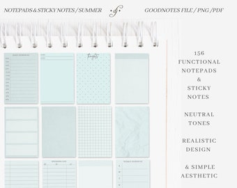 Functional Notepads & Sticky Notes / Summer / 156 ~ DJco (digital stickers, planner stickers, goodnotes file, ipad, precropped png)