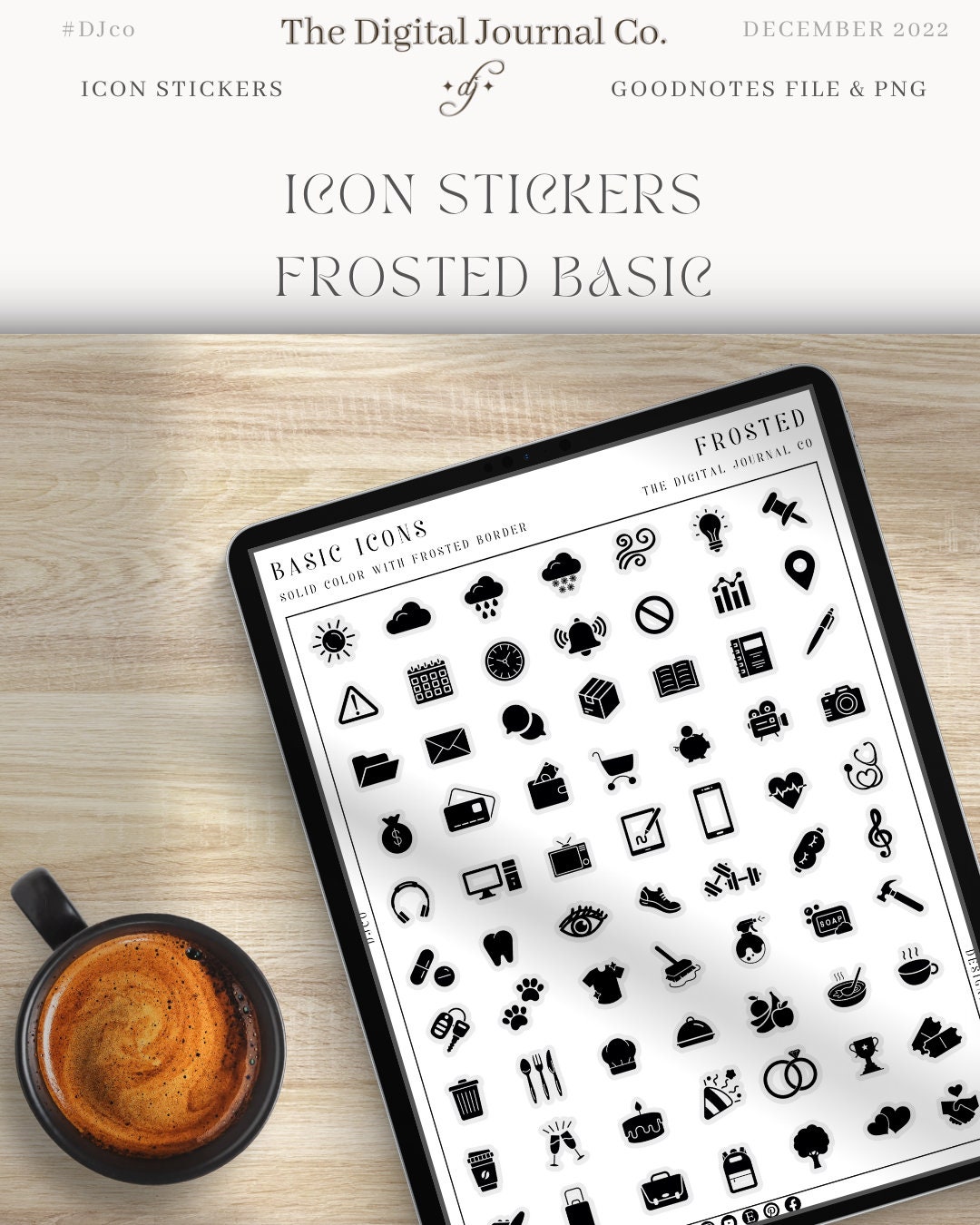 Icon Stickers Basic Collection Frosted Djco digital Stickers Simple ...