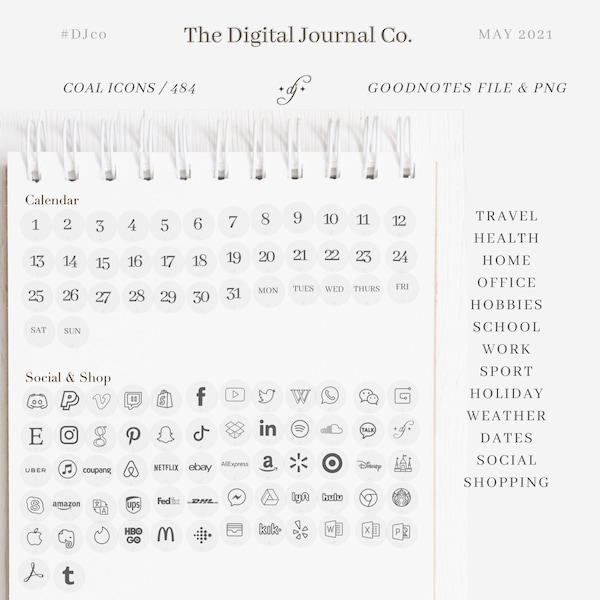 Simple Icon Stickers / Clear / 484 ~ DJco (digital stickers, planner stickers, icon stickers, goodnotes, ipad)
