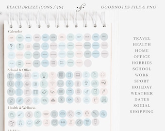 Simple Icon Stickers / Beach Breeze (clear) / 484 ~ DJco (digital stickers, planner stickers, icon stickers, goodnotes, ipad)