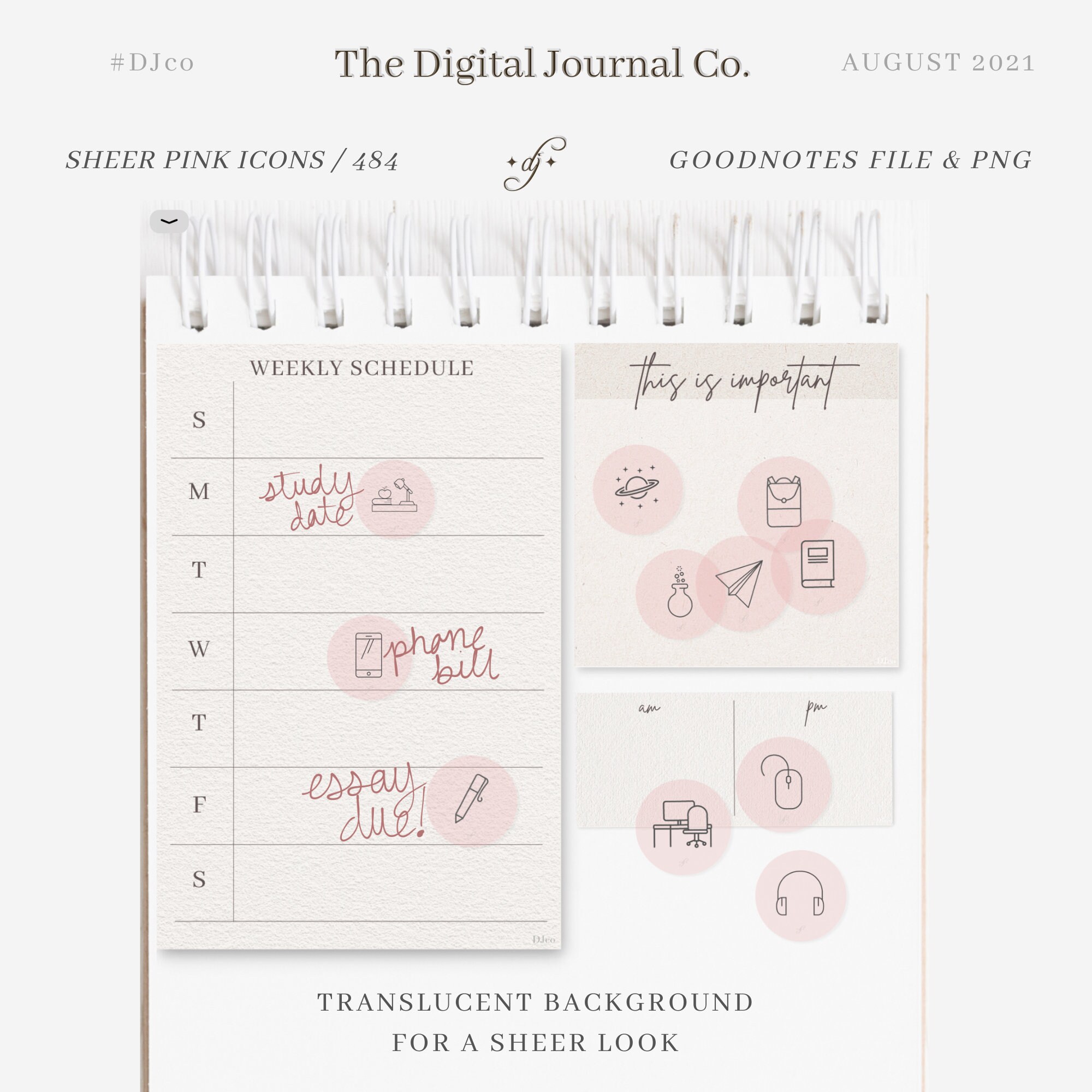 Simple Icon Stickers / Sheer Pink (clear) / 484 ~ Djco (digital ...