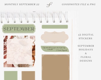 Monthly - September 22 - 43 ~ DJco (digital stickers, planner stickers, date stickers, goodnotes, ipad)