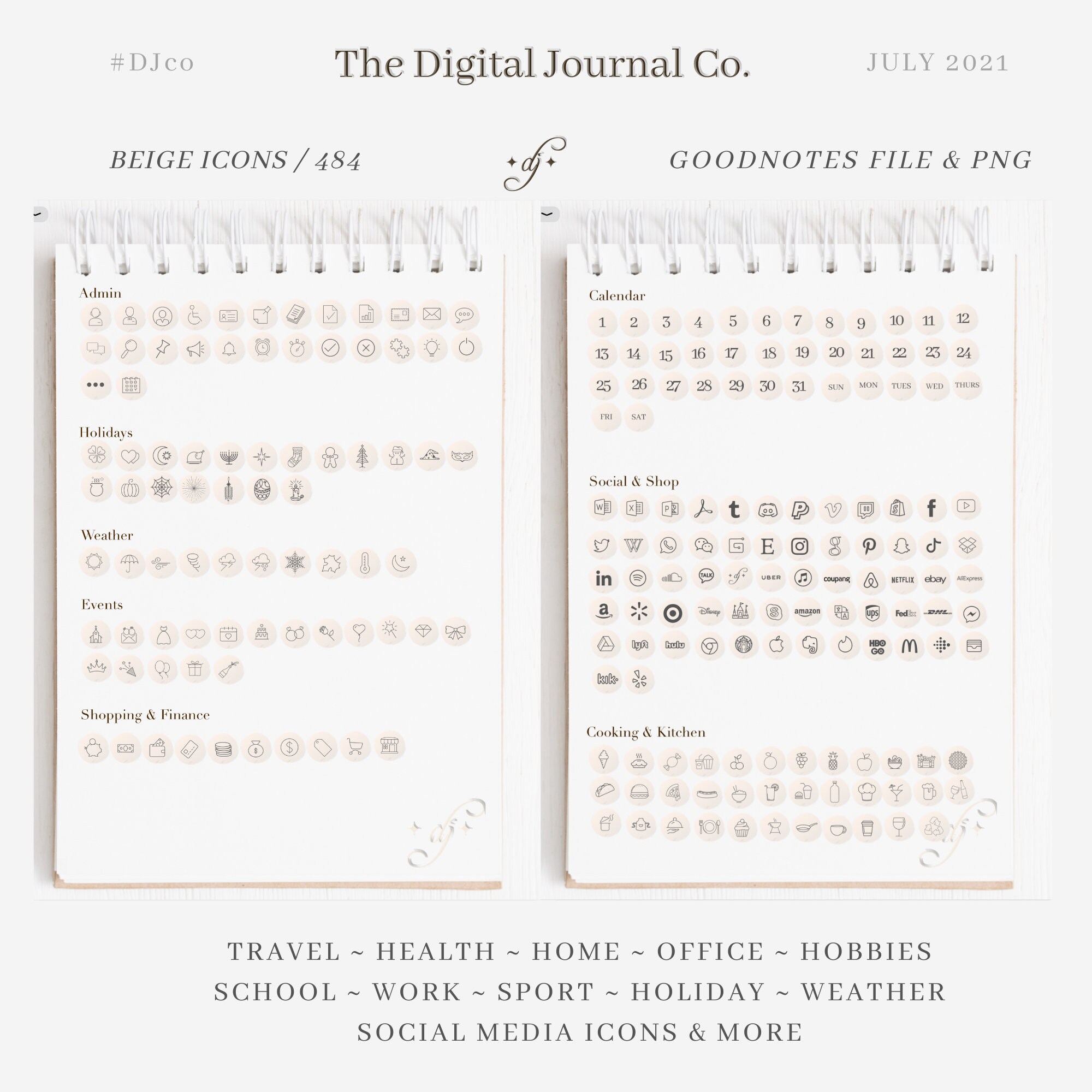 Simple Icon Stickers / Beige (solid) / Digital Stickers / 484 ~ Djco ...