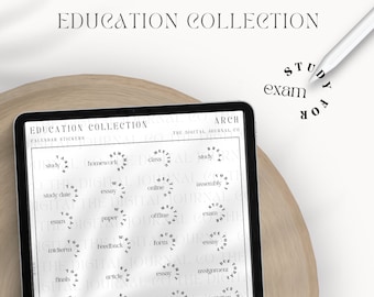Education Collection - Arch ~ DJco (digital, minimal, simple, calendar stickers, goodnotes, class, exam, study, student, test, essay, write)