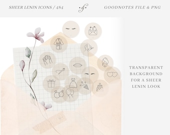 Simple Icon Stickers / Sheer Lenin / 484 ~ DJco (digital stickers, planner stickers, icon stickers, goodnotes planner, ipad)