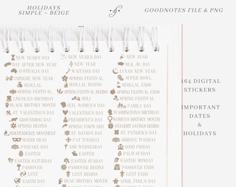 Holidays - Simple - Beige - 164 ~ DJco (digital stickers, planner stickers, icon stickers, holiday, religion, goodnotes, ipad)