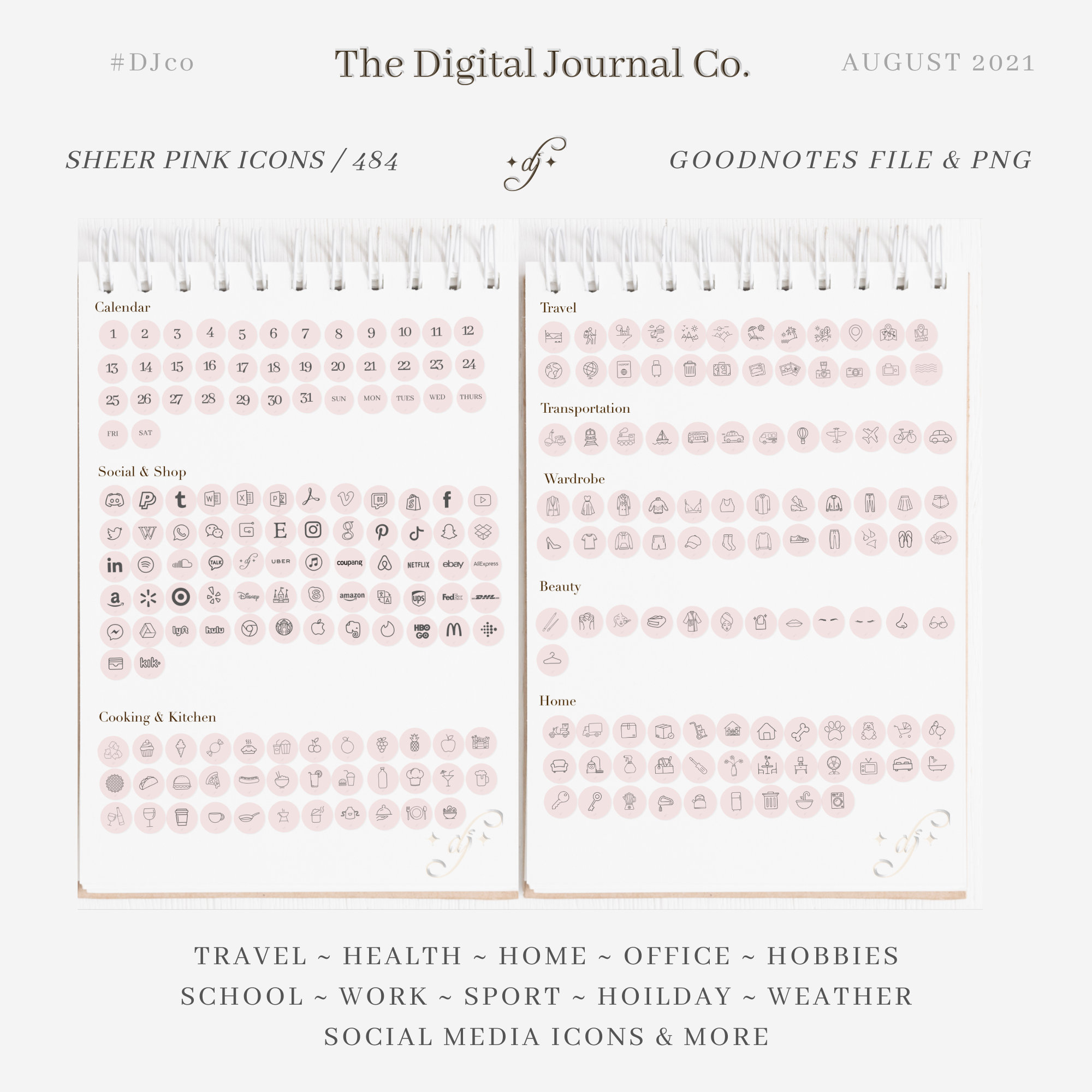 Simple Icon Stickers / Sheer Pink (clear) / 484 ~ Djco (digital ...