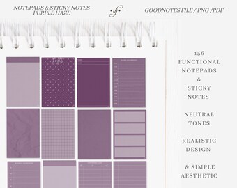 Functional Notepads & Sticky Notes / Purple Haze / 156 ~ DJco (digital stickers, planner stickers, goodnotes file, ipad, precropped png)