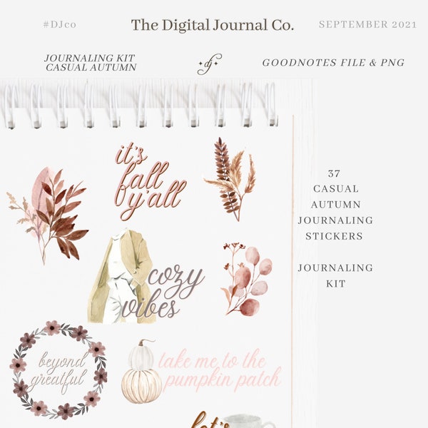 Journaling / Casual Autumn / 37 ~ DJco (digital stickers, sticker kit, set, journaling stickers, planner stickers, stickers, goodnotes)