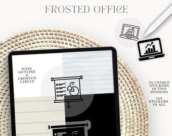 Icon Stickers - OFFICE Collection - Frosted - DJco (digital stickers simple icons work minimal functional calendar planner ipad stickers)