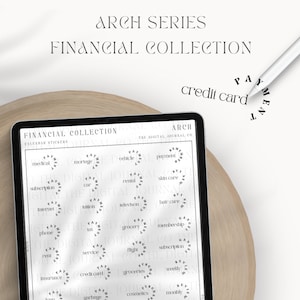 May include: Black and white digital planner stickers for a financial collection. The stickers are circular and feature text such as "medical", "mortgage", "vehicle", "payment", "subscription", "car", "rental", "skin care", "internet", "tuition", "television", "hair care", "phone", "tax", "grocery", "membership", "rent", "service", "flight", "subscription", "insurance", "credit card", "groceries", "weekly", "loan", "garbage", "cosmetics", "monthly", "utilities", "gas", "tickets", "quarterly", and "yearly".