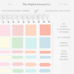 Functional Basics / Spring / 96 ~ DJco (digital stickers, planner stickers, icon stickers, goodnotes file, ipad, precropped png)