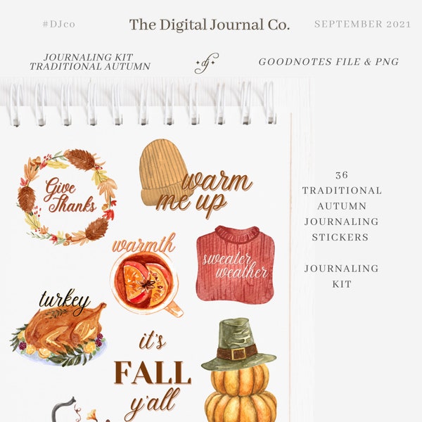 Journaling / Traditional Autumn / 36 ~ DJco (digital stickers, sticker kit, set, journaling stickers, planner stickers, stickers, goodnotes)