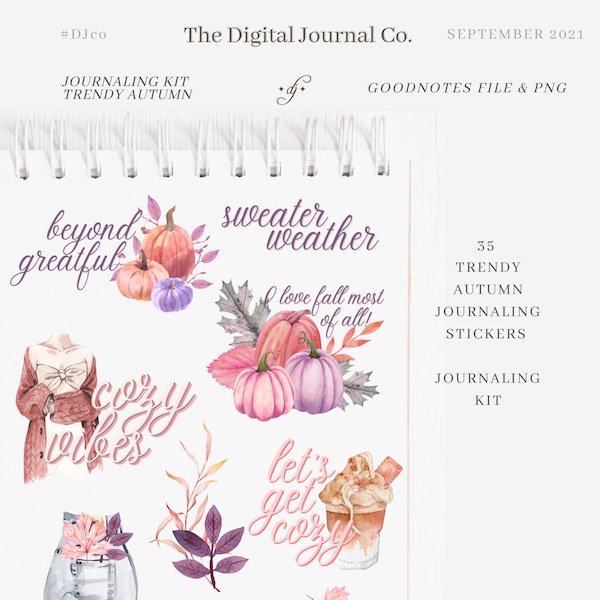 Journaling / Trendy Autumn / 35 ~ DJco (digital stickers, sticker kit, set, journaling stickers, planner stickers, stickers, goodnotes)