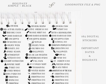 Holidays - Simple - Black - 164 ~ DJco (digital stickers, planner stickers, icon stickers, holiday, religion, goodnotes, ipad)