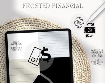 Icon Stickers - FINANCIAL Collection - Frosted - DJco (digital stickers simple icons bills work business functional planner ipad stickers)
