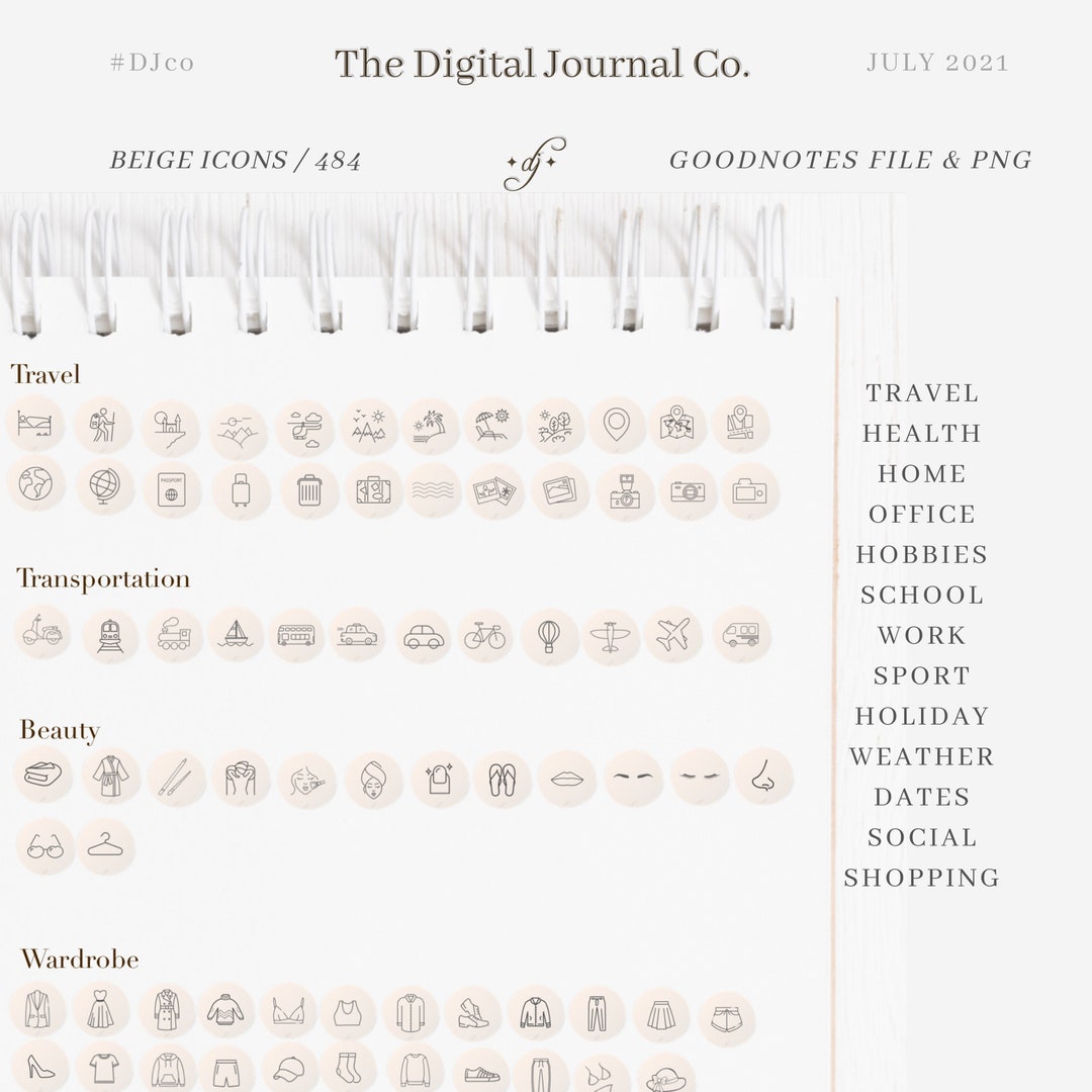 Simple Icon Stickers / Beige (solid) / Digital Stickers / 484 ~ Djco ...