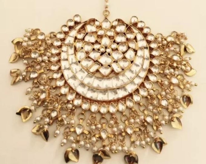 Kundan Maangtikka: Gold Plated Bridal Forehead Jewelry