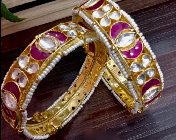 Kundan Bangle Set, Sabyasachi Inspired Bridal Jewelry, Indian Wedding Bracelet