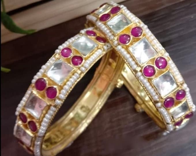 Handmade Kundan Bridal Bangles, Indian Heritage Jewelry