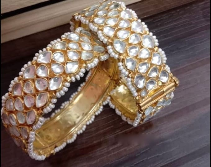 Handmade Kundan Bridal Bangle Set, Indian Wedding Jewelry