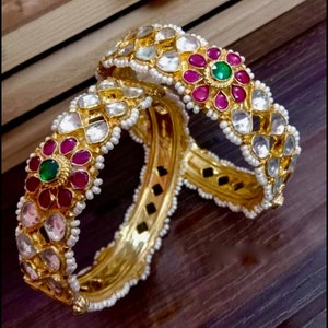 Kundan Bangles,Bridal Bracelets,Indian Traditional Bangles,Openable Screwed Bangles,Ethnic Vintage Heritage Bangle,Punjabi Bangles Bracelet