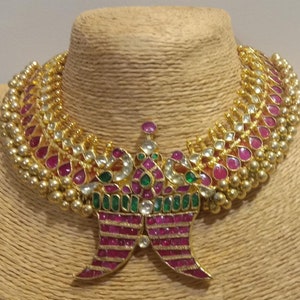 Kundan Jewelry, South Indian Pink Tussi Necklace, Choker Necklace, Indian Ethnic Jewelry, Sabyasachi Inspired Necklace, Handmade Jewelry Set