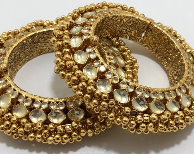 Handmade Kundan Bridal Bangles, Indian Wedding Jewelry