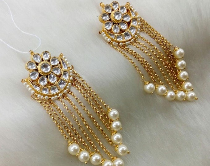 Handmade Kundan Chandbali Earrings: Indian Wedding Jewelry