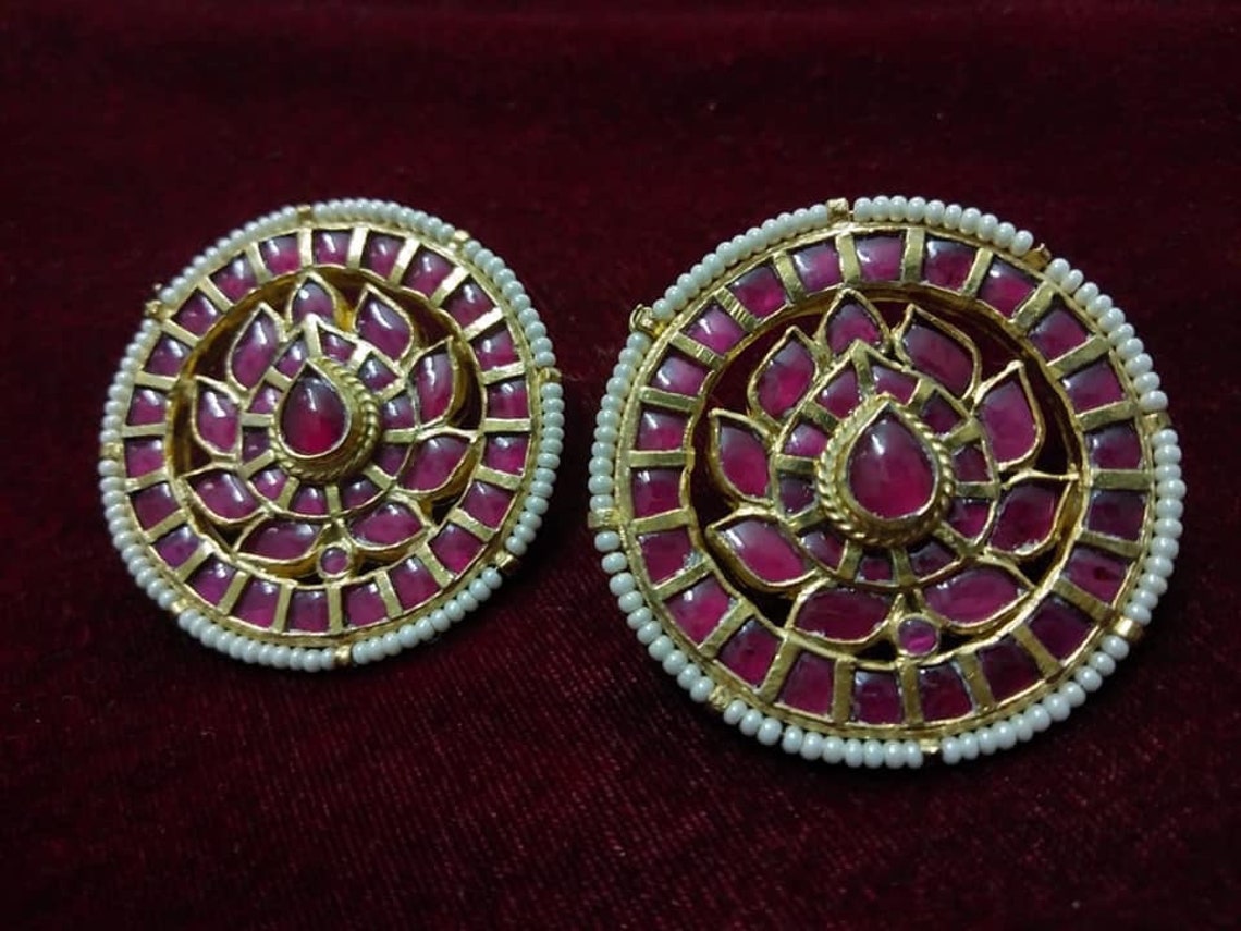 Kundan Earrings Stud Gold Fashion Earrings South Indian Etsy