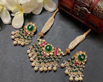 Kundan Jewelry Choker Necklace Sabyasachi Inspired Choker Bridal Jewelry Sets Statement Jewelry Bollywood style Jewelry South Indian Bride