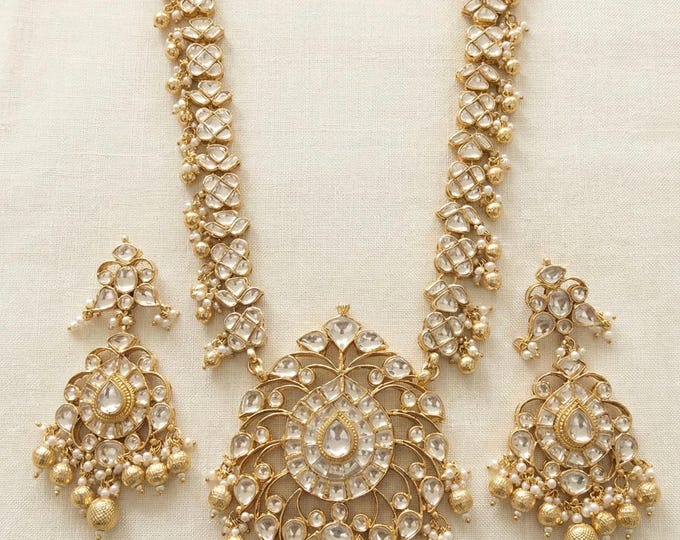 Handmade Kundan Ranihaar Necklace Set | Indian Wedding Jewelry