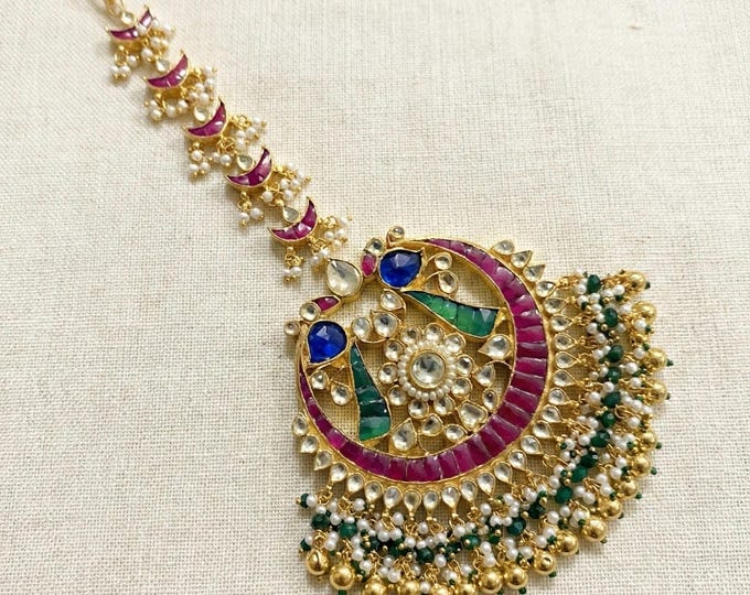 Handmade Kundan Mangtikka: Gold Plated Indian Bridal Tikka