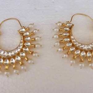 Kundan Earring, Gold Finish Chandbali Earring, Kundan Jewelry, South Indian Jewelry, Designer Earring, Festive Jewelry, Diwali Gift for Her