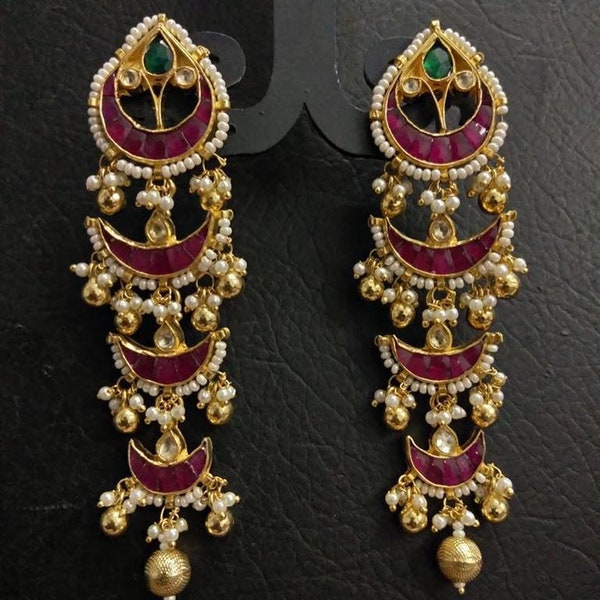 Kundan Earrings Gold Plated Kundan Chandbali Trendy Dailywear Ethnic Jadau Polki Fashion Earrings Bollywood Trendy Jewelry Sets