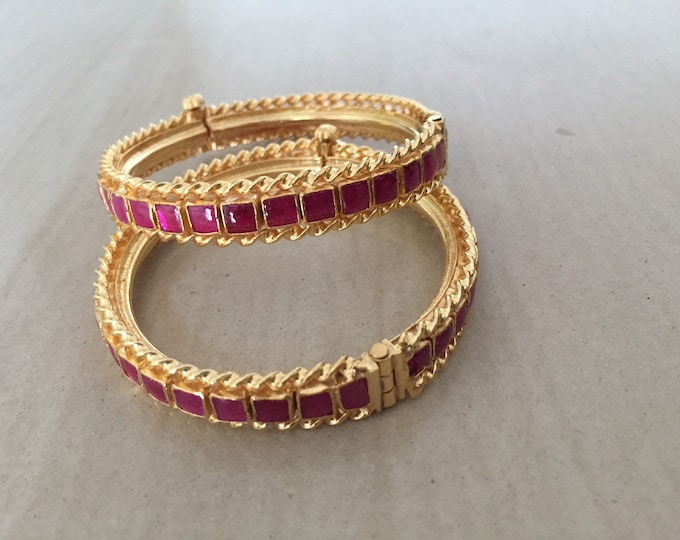 Handmade Kundan Bangles, Indian Bridal Jewelry, Gold Finish