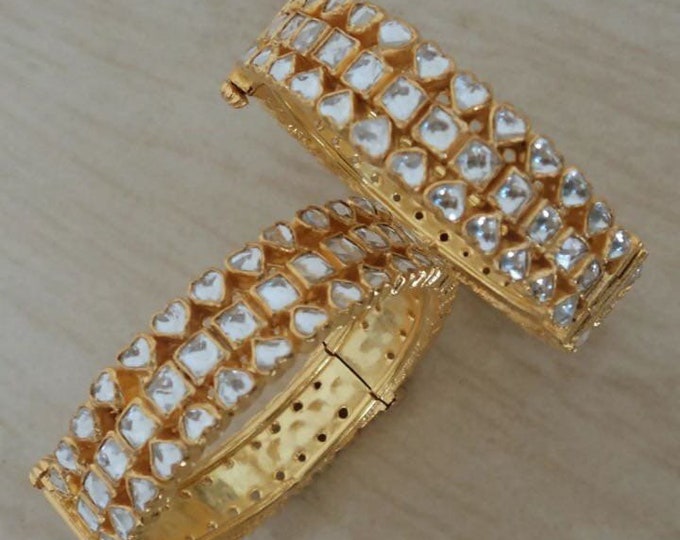 Handmade Kundan Bangles, Gold Plated Indian Bridal Jewelry