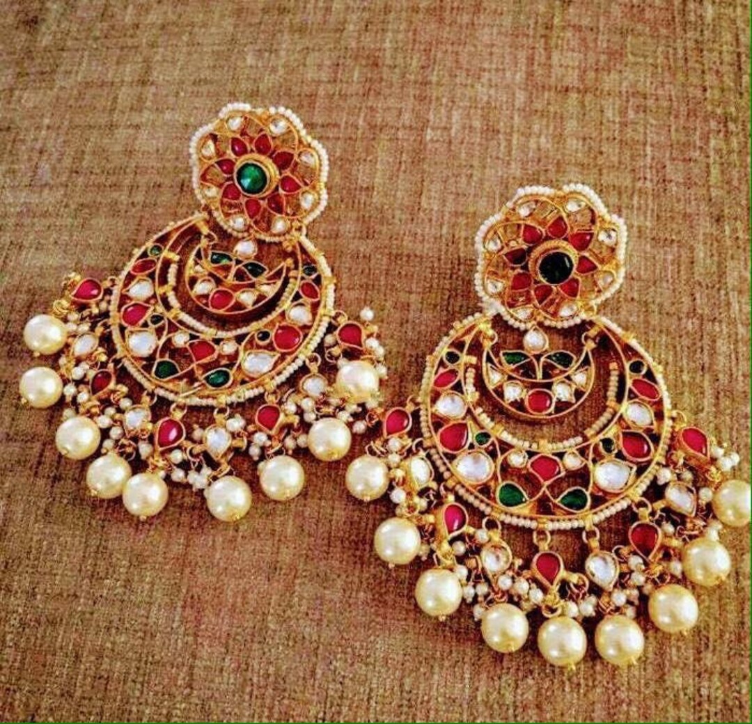 Polki Diamond Chandbali Earrings - Indian Jewellery Designs