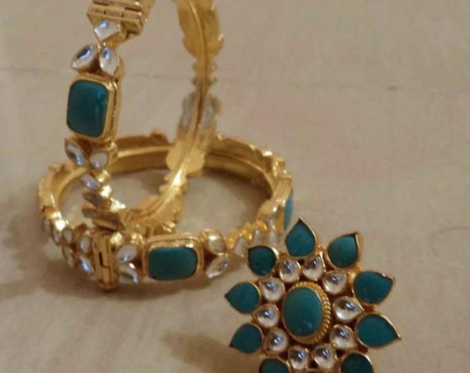 Kundan Bangles: Turquoise Punjabi Bracelets, Bollywood Kangan