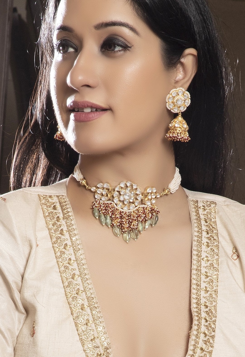 Kundan Jewelry Choker Necklace Bridal Jewelry Sets Sabyasachi Choker Statement Jewelry Bollywood Fashion Jewelry South Indian Brides 2019