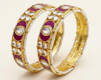 Kundan Bangle Set, Sabyasachi inspiriert Brautschmuck, indische Hochzeitsarmband