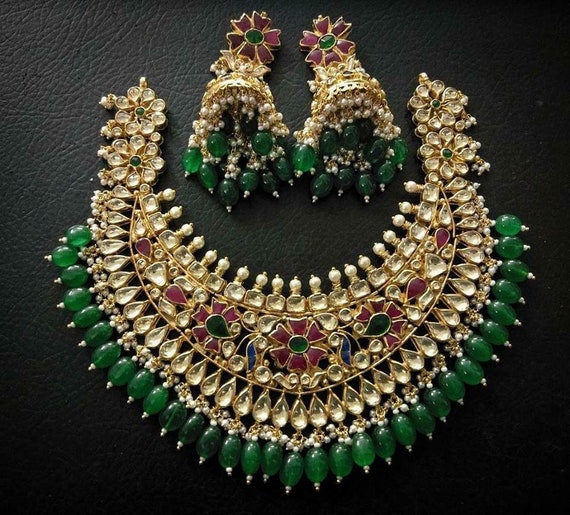 Kundan Jewelry Set indian Bridal Necklace Kundan Wedding Jewelry