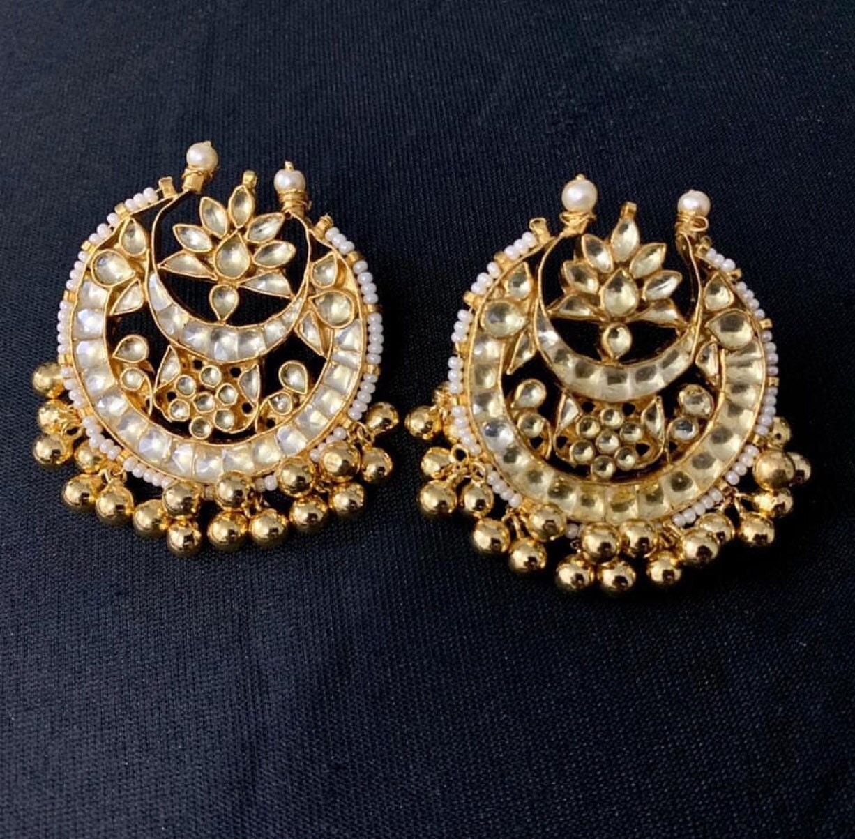 Buy Designer CZ Earrings Gold Plated Pearls Chand Bali Party Wear Jewelry  Handmade Wedding Bridal Jewelry Fashion Ethnic Jewelry Stacking Set Online  in India - Etsy